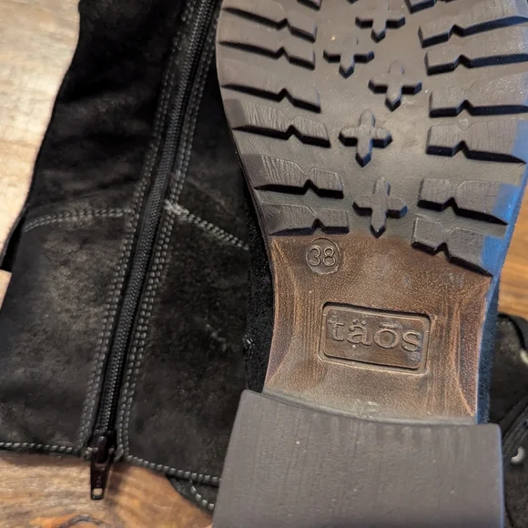 Taos Tall Crave Black Leather Boots size 38 (7.5 us)